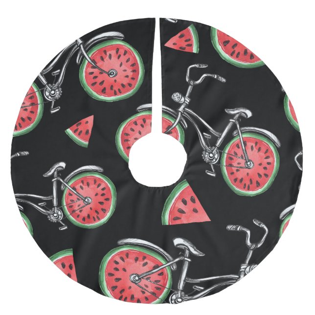 Vattenmeloncyklar, sommaren mönster. julgransmatta borstad polyester (Framsidan)