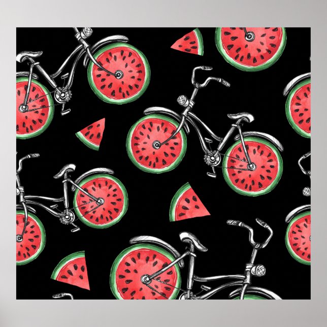 Vattenmeloncyklar, sommaren mönster. poster (Framsidan)