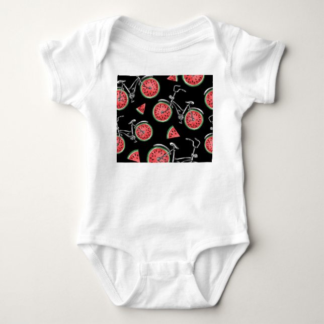 Vattenmeloncyklar, sommaren mönster. t shirt (Framsida)