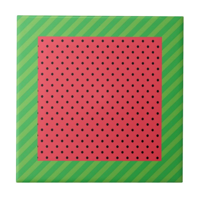 Vattenmelonens rosa och grönt sommaren mönster kakelplatta (Framsidan)