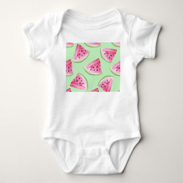 Vattenmelonens vattenfärg, sömlös sommar mönster. t shirt (Framsida)
