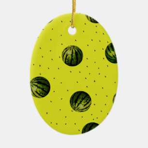 Vattenmeloner och fröprodukter julgransprydnad keramik