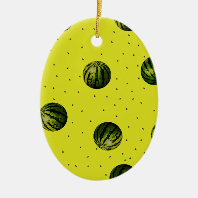 Vattenmeloner och fröprodukter julgransprydnad keramik (Framsidan)