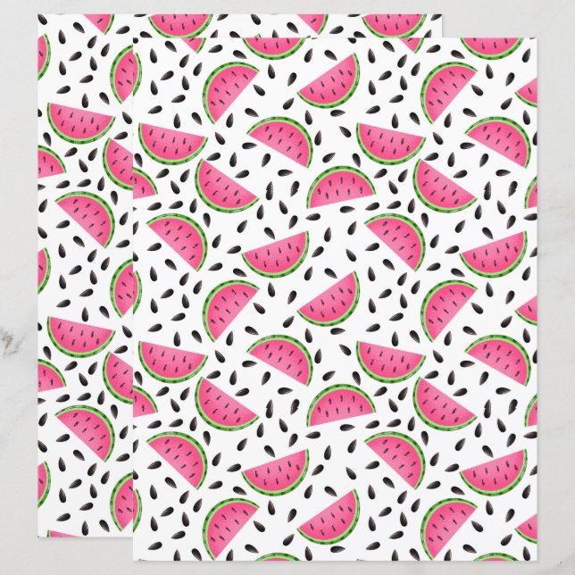 Vattenmeloners Scrapbookpapper (Fram/baksida)