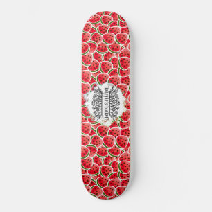 Vattenmelonets vattenfärgsfärgade rosa på Skateboa Mini Skateboard Bräda 18,5 Cm