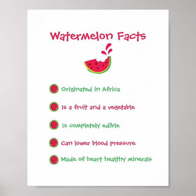 Vattenmelonfakta Poster (Framsidan)
