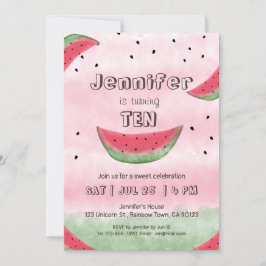 Vattenmelonfödelsedagsinbjudningar Inbjudningar