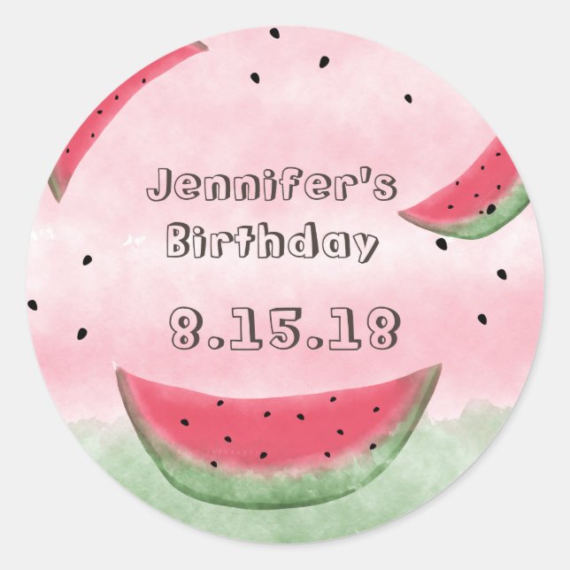 Vattenmelonklistermärken Runt Klistermärke (Framsida)