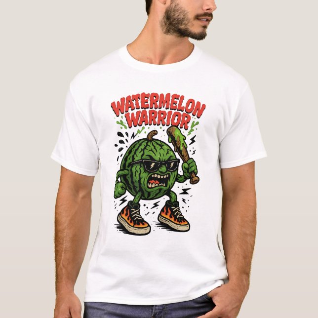 Vattenmelonkrigare – Cool Tecknad Baseboll Sport T Shirt (Framsida)