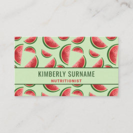 Vattenmelonmönster på grön nutritionist visitkort