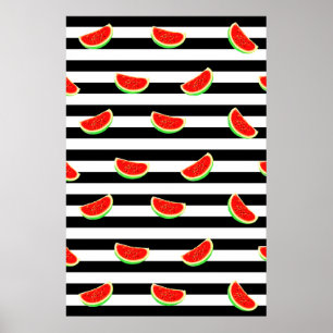 Vattenmelonposter, fruktposter, BLACK rand Poster