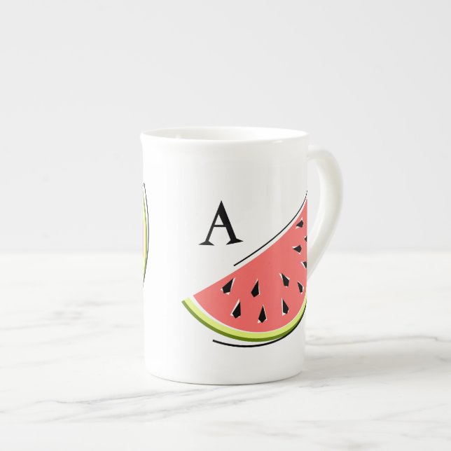 Vattenmelonsegment 2 Monogram Benporslin Mugg (Framsida höger)