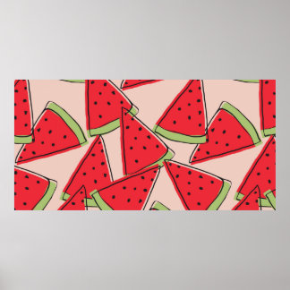 vattenmelonsegment med rosa bakgrund sömlös pa poster