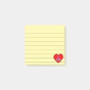 Vattenmelonsegment och Teckning med rött hjärta 3 Post-it Block
