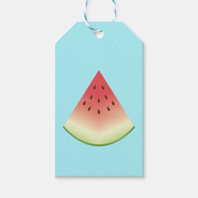 Vattenmelonsegment på Blå Färg Presentetikett (Framsidan)