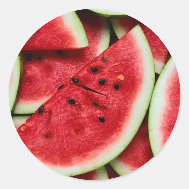 Vattenmelonsegment Runt Klistermärke (Framsida)