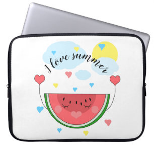 Vattenmelonsegment, text, "I kärlek sommar" Laptop Fodral