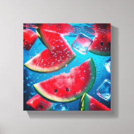 Vattenmelonsegment under vatten - Uppfräschning Canvastryck