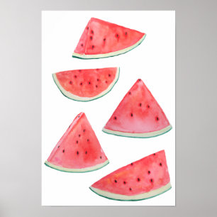 vattenmelonsegment, vattenfärg poster
