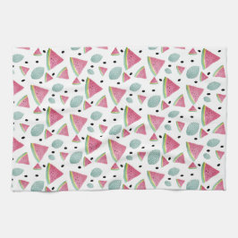 Vattenmelonsegment Vattenfärgade handmålade Kökshandduk