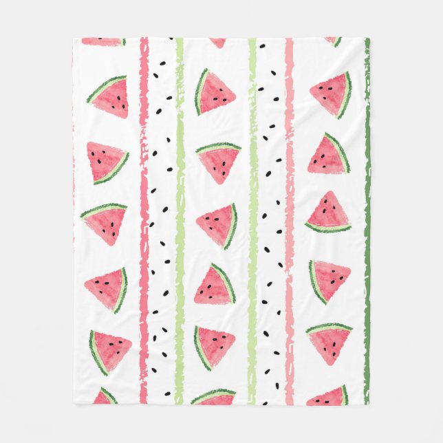 Vattenmelonsegment: vattenfärgsstripe Sömlös Fleecefilt (Framsidan)