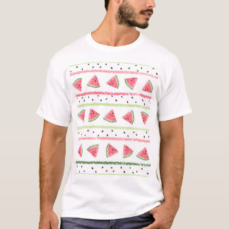 Vattenmelonsegment: vattenfärgsstripe Sömlös T Shirt