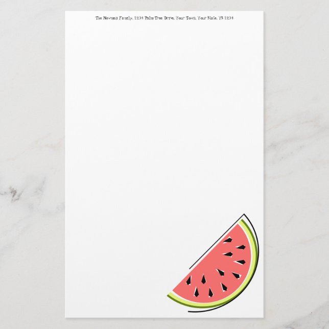 Vattenmelonsegmenttext Brevpapper (Framsida)