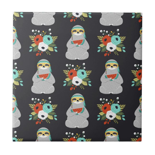 VattenmelonSlothmönster Kakelplatta (Framsidan)