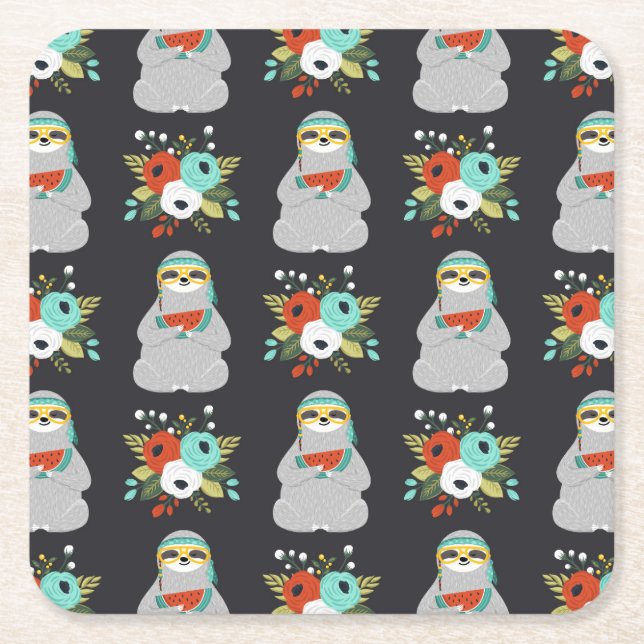 VattenmelonSlothmönster Underlägg Papper Kvadrat (Framsidan)