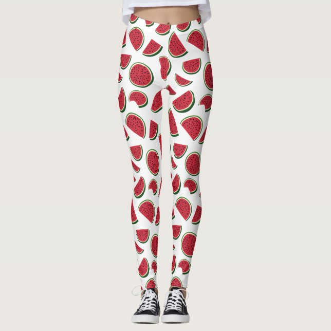 Vattenmelonsskiva sommar mönster leggings (Framsida)
