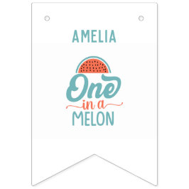 Vattenmelontema 1:a födelsedag 12 månaders foto vimplar