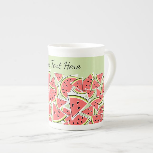 Vattenmelontext, Grönt Benporslin Mugg (Framsida höger)