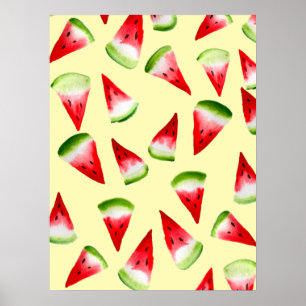 Vattenmelonvattenfärgad söt frukt poster