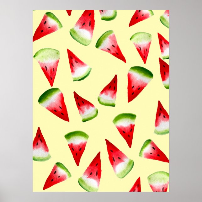 Vattenmelonvattenfärgad söt frukt poster (Framsidan)