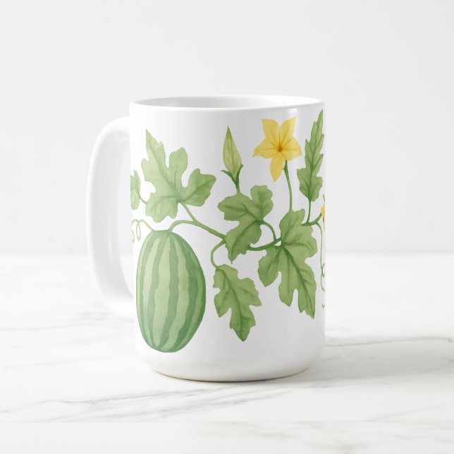 Vattenmelonvin med blommor kaffemugg (Framsida vänster)