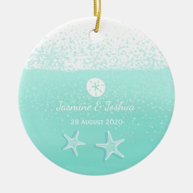 Vattenmynta, vattenfärgad grönt och dollarstjärt julgransprydnad keramik (Framsidan)