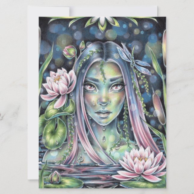 Vattennymf Lily Sagofa Fairy Fantasy Art-kort (Framsida)