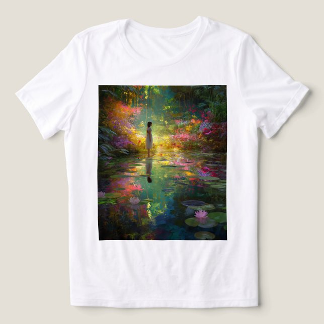 Vattennymf vid en magisk damm t shirt (Design Framsida)