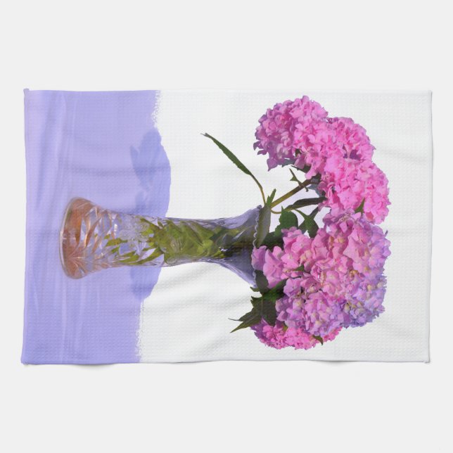 Vattenområden för rosa av lila blommigt av elegant kökshandduk (Horisontell)