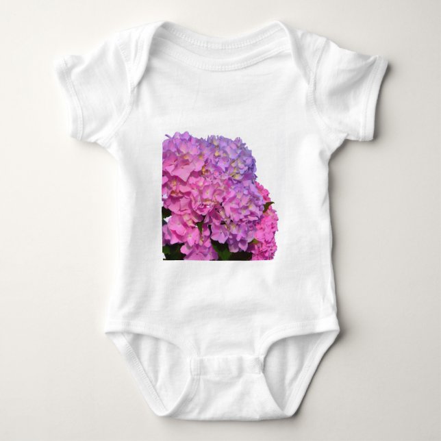 Vattenområden för rosa av lila blommigt av elegant t-shirt (Framsida)