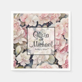 Vattenområden med vattenfärgsblommigt för rosa av pappersservett