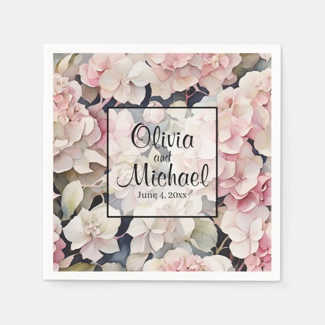 Vattenområden med vattenfärgsblommigt för rosa av  pappersservett (Framsidan)