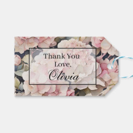 Vattenområden med vattenfärgsblommigt för rosa av presentetikett