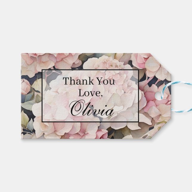 Vattenområden med vattenfärgsblommigt för rosa av  presentetikett (Framsidan (Horisontell))