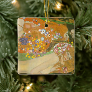 Vattenormar II av Gustav Klimt, Art Nouveau Julgransprydnad Keramik