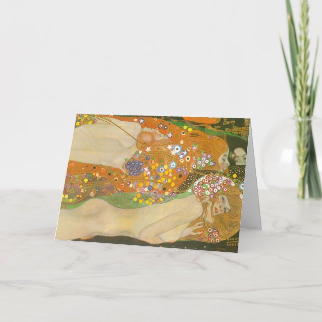 Vattenormar II av Gustav Klimt, Art Nouveau Kort (Framsida)