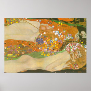 Vattenormar II av Gustav Klimt, Art Nouveau Poster
