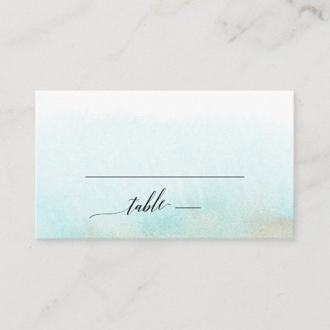 Vattenpass och Guld vattenfärgsplattat Bröllop-pla Placeringskort (Framsida)