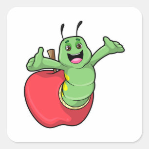 Vattenpelare med äpple fyrkantigt klistermärke