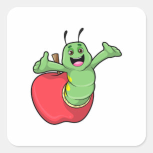 Vattenpelare med äpple fyrkantigt klistermärke